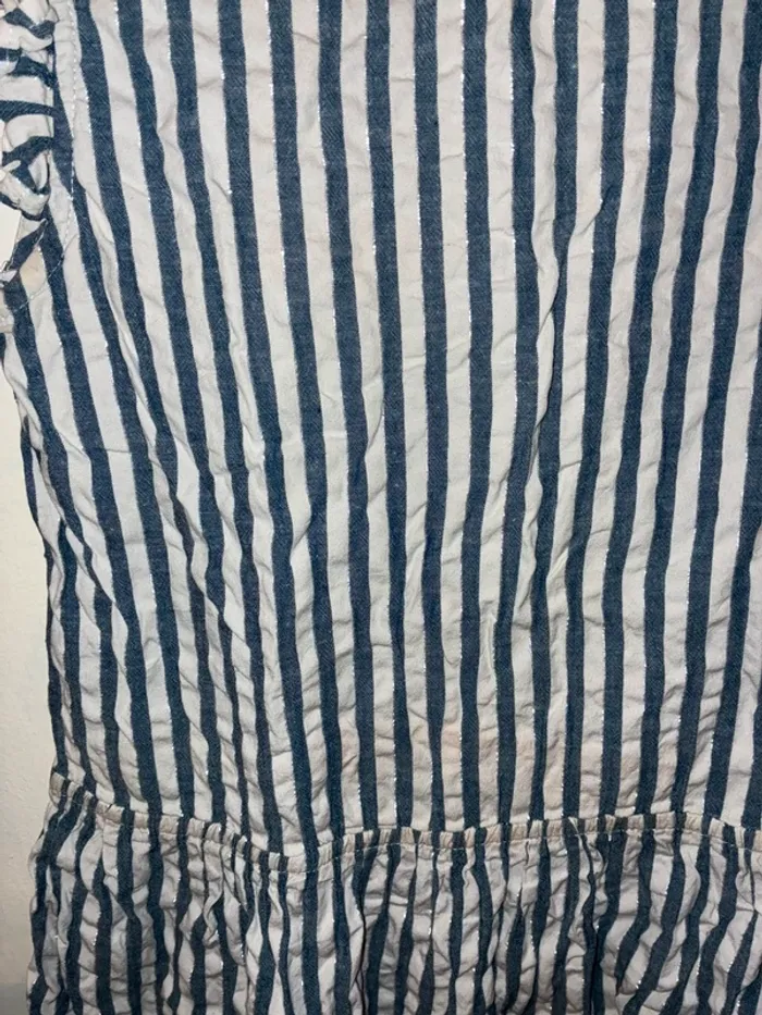Robe à rayures et fil argenté, 10/12 ans, sans marque. - photo numéro 3
