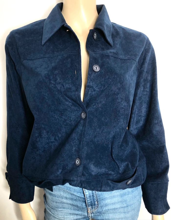 Très belle chemise style velour bleue nuit taille 40 (voir mesures) - photo numéro 9