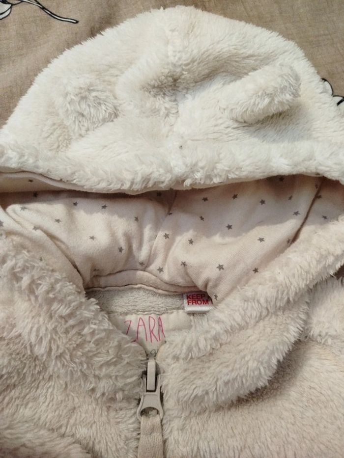 Gilet peluche oreille blanc zippé Zara Baby Girl - photo numéro 4