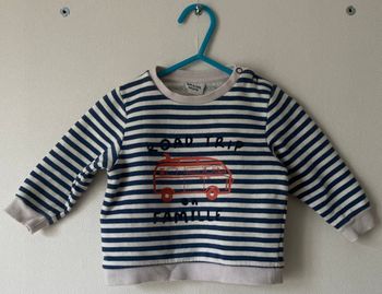 sweat rayé imprimé road trip en famille garçon 6 mois