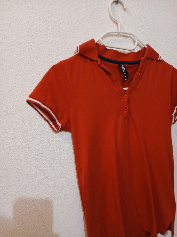 Polo rouge/blanc basic " jean Pascale " taille xs - photo numéro 2