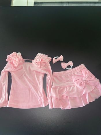 Ensemble velour jupe rose 3pièces neuf