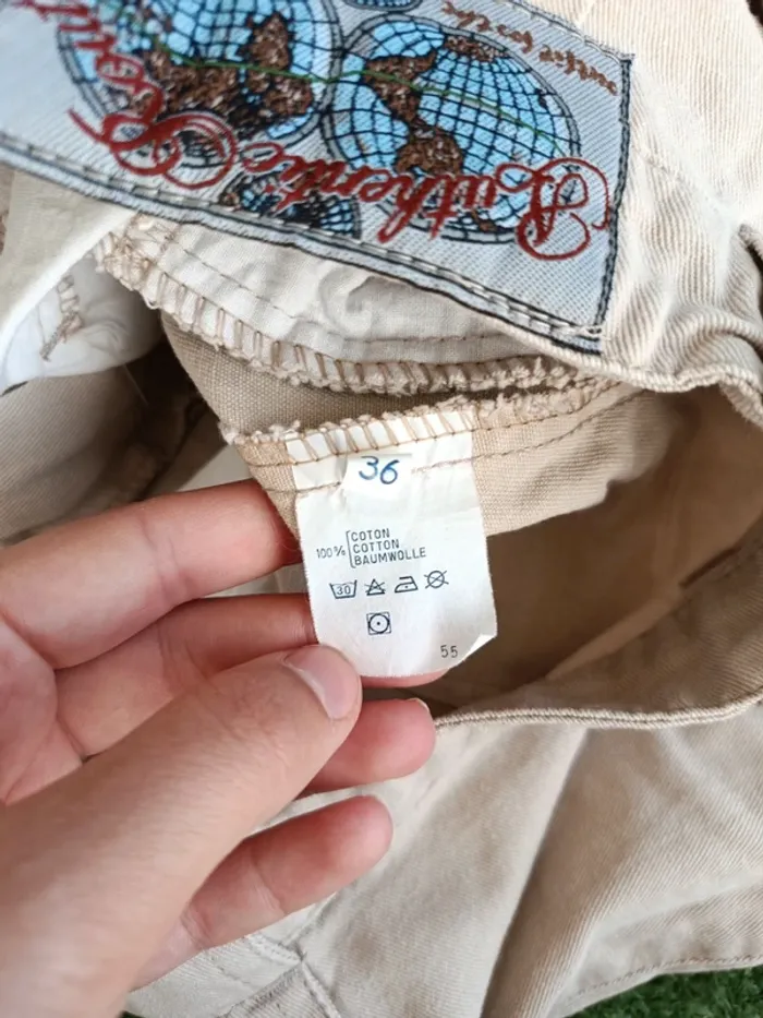 Short court taille en coton beige vintage Authentic Routes taille 34 - photo numéro 6