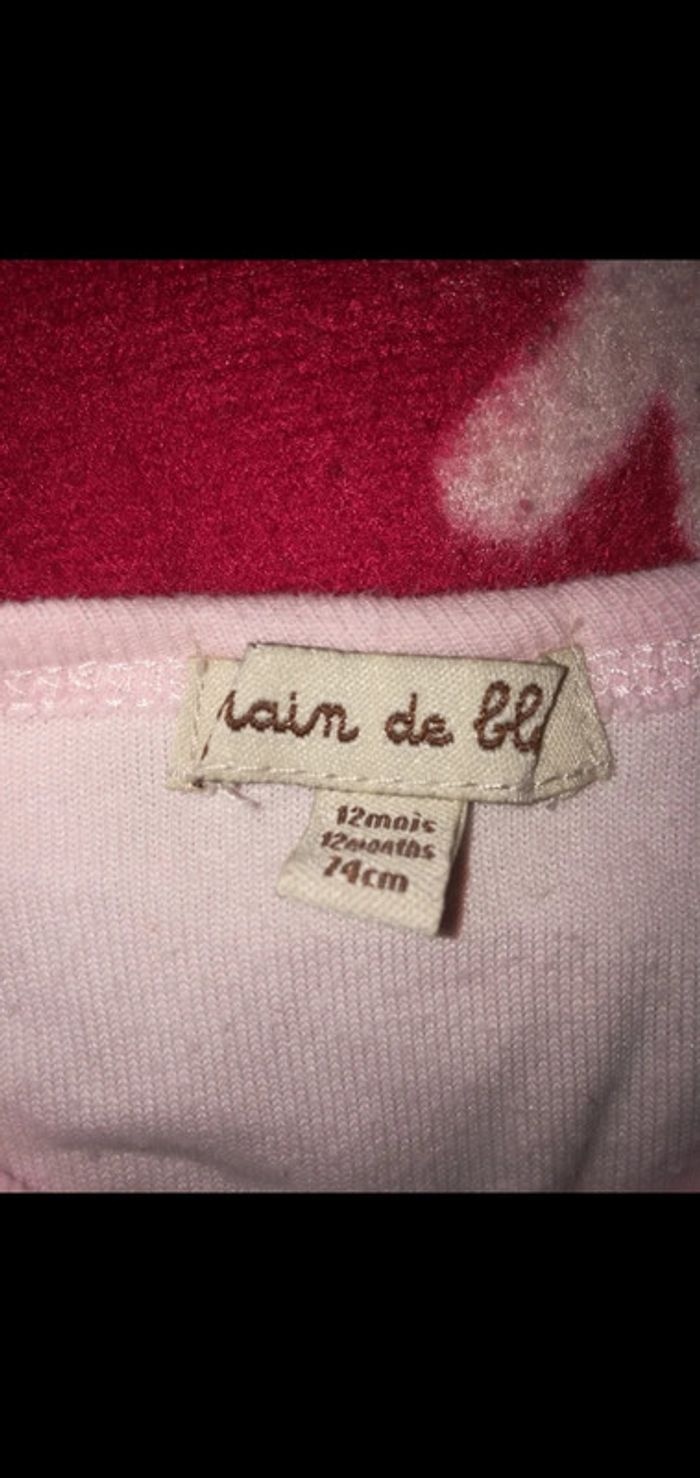 Pijama épais 12 mois ouverture devant grain de blé rose 3€ - photo numéro 2
