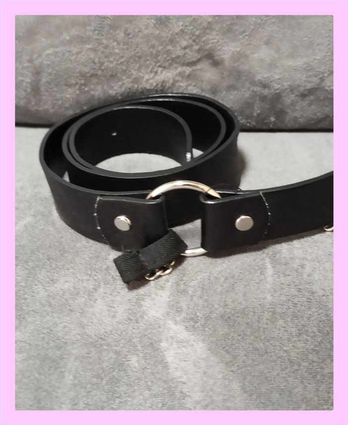 Ceinture noire style Rock/Goth avec anneau et chaîne - photo numéro 3