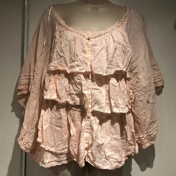 Blouse bohème rose à dentelle Naf-Naf taille  36