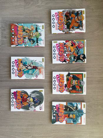 Lot de 7 mangas Naruto, tomes 1-2-3-4-5-6-7 en version française.