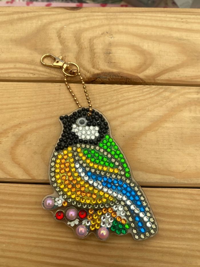 Porte clé recto/verso oiseau 🐦 en Diamond painting