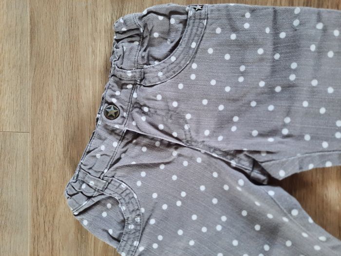Pantalon en jean taupe à pois blancs Marèse 12 mois - photo numéro 2