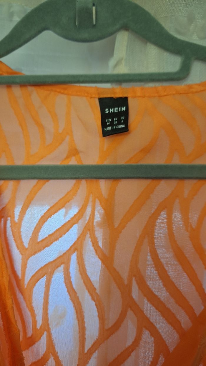 Kimono de plage orange à fermeture portefeuille - photo numéro 5