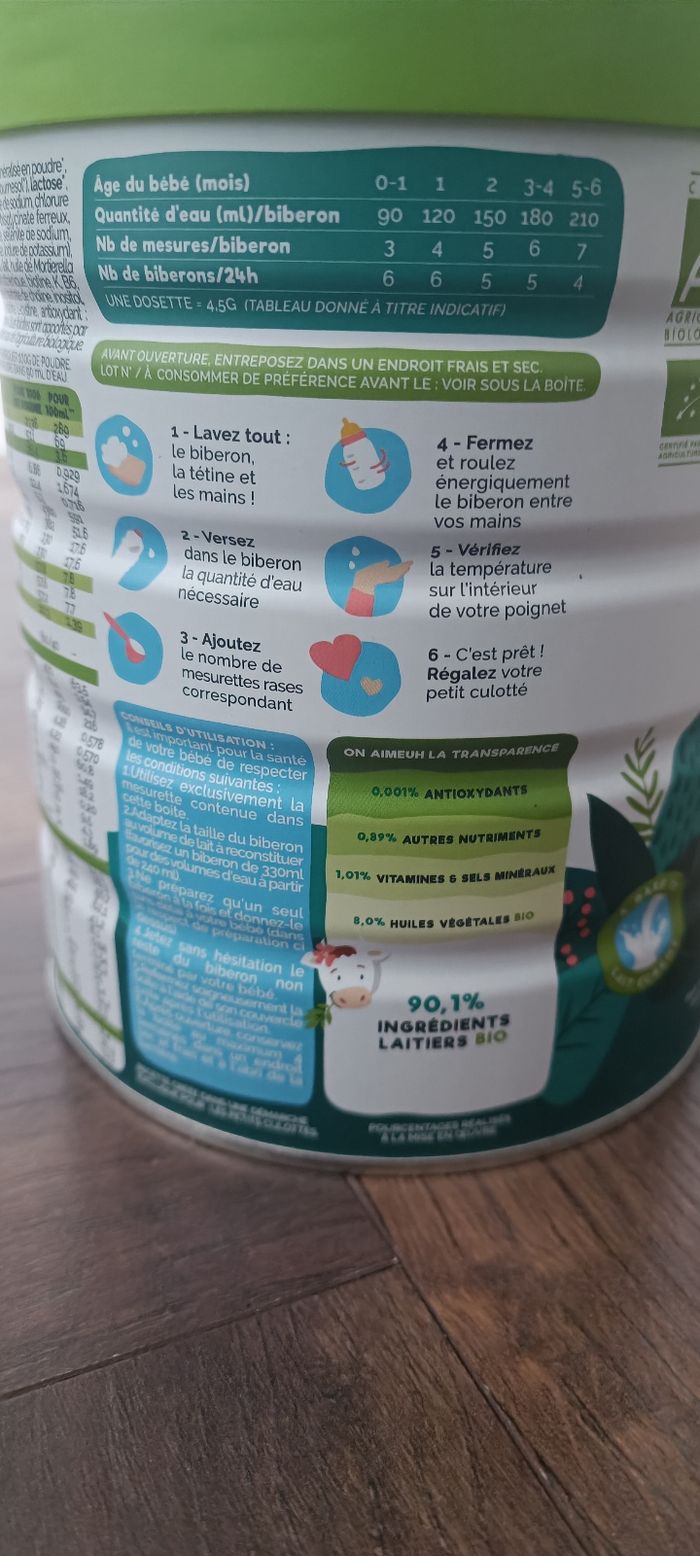 Lait 1er âge Bio
pour nourrissons de 0 à 6 mois - photo numéro 3