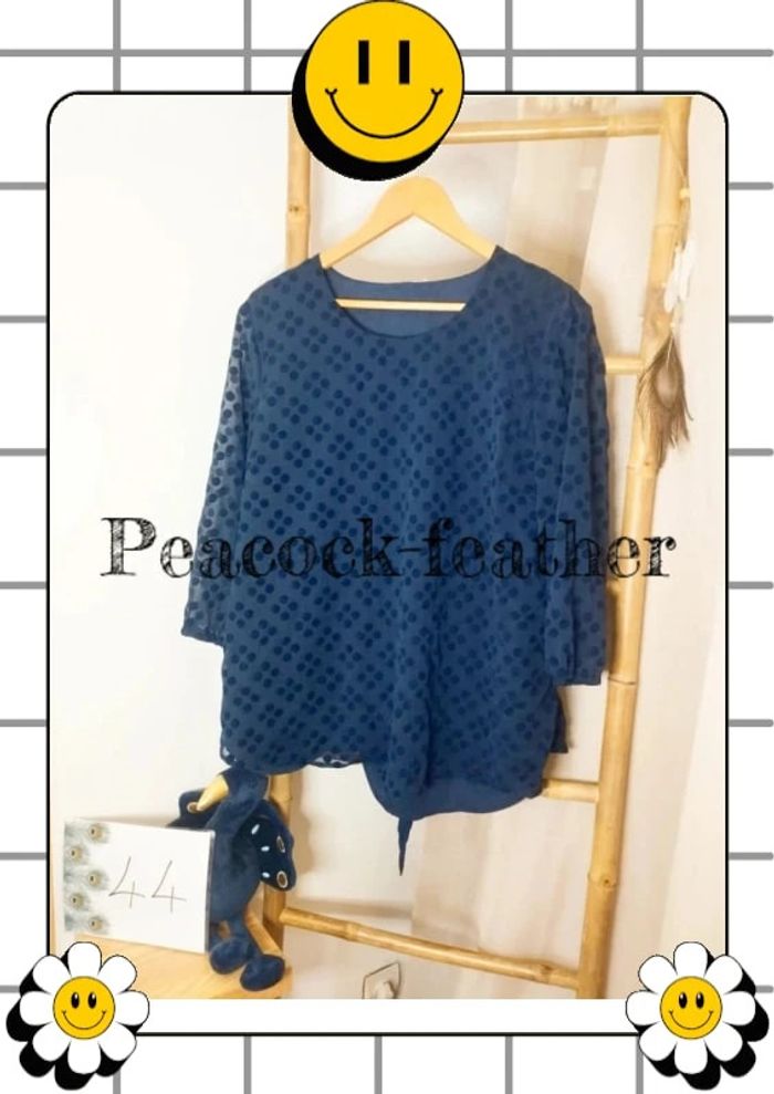 Haut bleu 42/44 pois effet 2en1