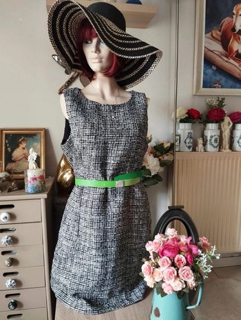 🌿Robe Tweed Vichy & Fil Brillant Doré U Collection T38/40🌿
