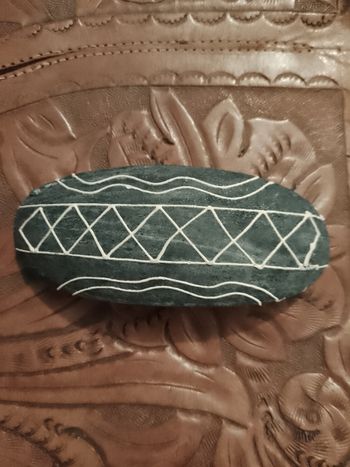 barrette à cheveux en bois peint bleu/blanc vintage années 80.