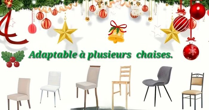 6pcs Housse dossier chaise bonnet père Noël 🎅 - photo numéro 4