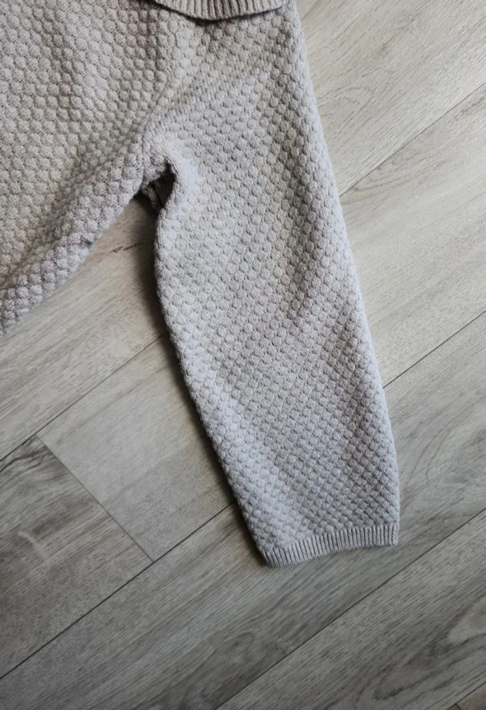 Pull gaufré col Claudine beige 92cm - photo numéro 4