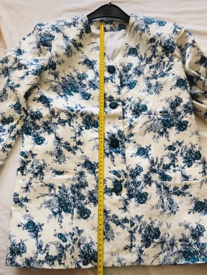 Veste tailleur fleurie femme taille 42 XL - photo numéro 3