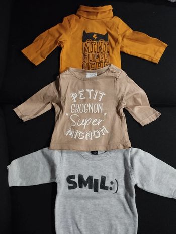 Lot de 3 hauts manches longues 1 mois