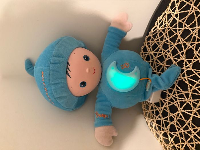 peluche veilleuse bleue lumidodo "au clair de la lune" - ouaps -