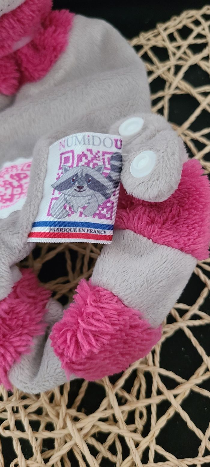 Coone - numidou Doudou raton laveur plat rose asalée - photo numéro 3