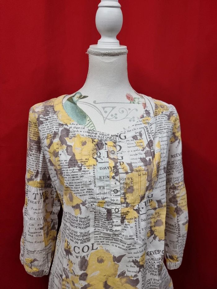 Armand Thiery blouse motif floral jaune * taille 4 * - photo numéro 2