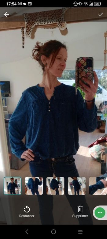 Blouse femme 44 bleue motif paisley c79