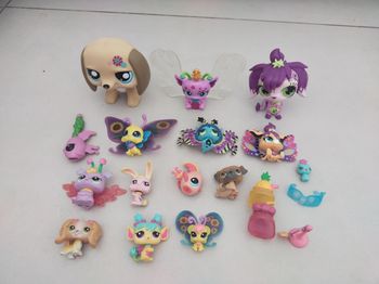 Lot petshop lps taille L, XL et  papillons lumineux, lapin, poisson accessoires deguisements