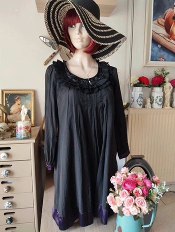 💕Robe Évasée Satin,Froufrous & Sequins T34/36💕