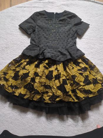 Robe soirée cérémonie fête noir or doré bouffante tulle jupon catimini 5 ans