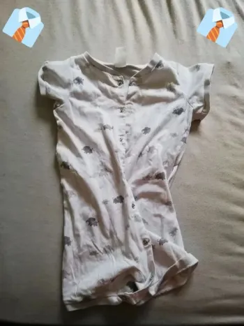 Body Blanc avec Motifs Éléphants Gris - Marque H&M - Taille EUR 86