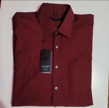 Chemise manches longues bordeaux 100% coton, taille XL, Jupiter