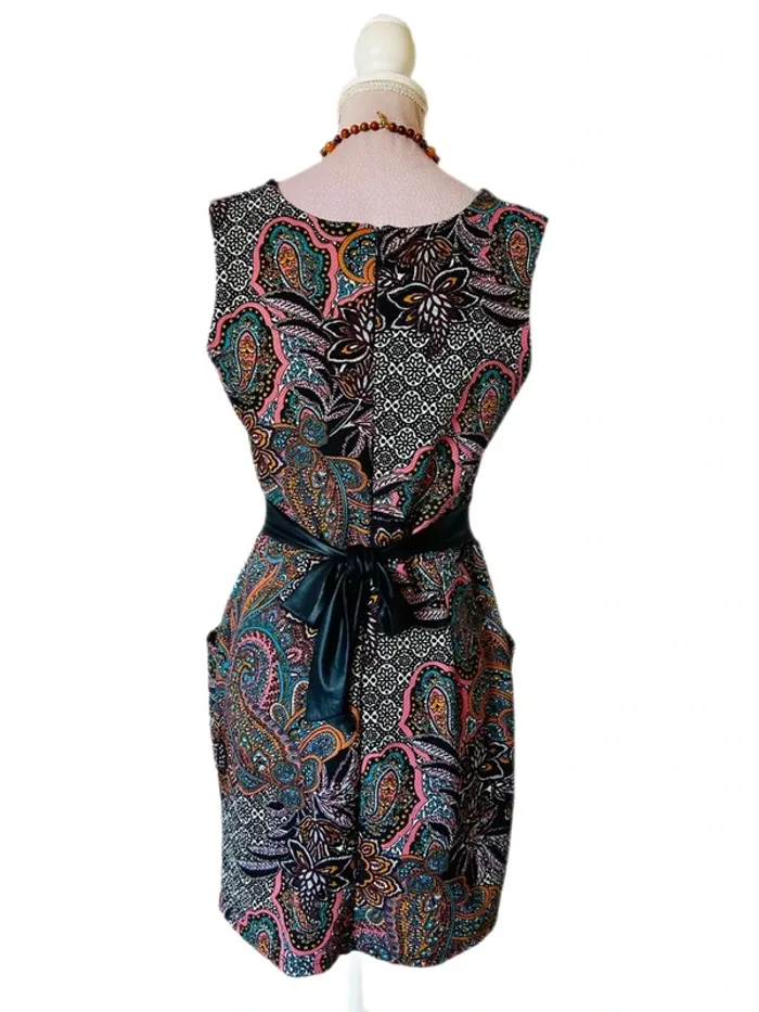 🧡🍁Robe vintage italien S/M folk romantique motif cachemire ethnic chic paisley dress 🍁🧡 - photo numéro 8