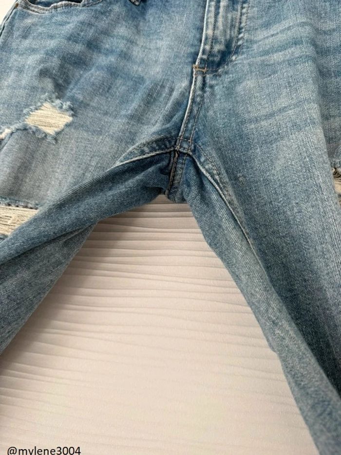Jean slim skinny déchiré destroy bleu clair poches à fermeture éclair - photo numéro 6
