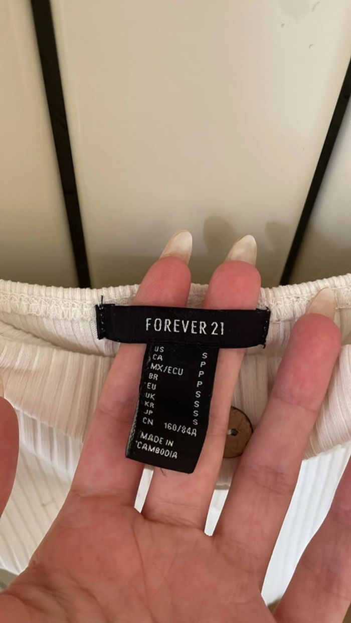 Robe courte boutonnée Forever 21 Blanche - photo numéro 2