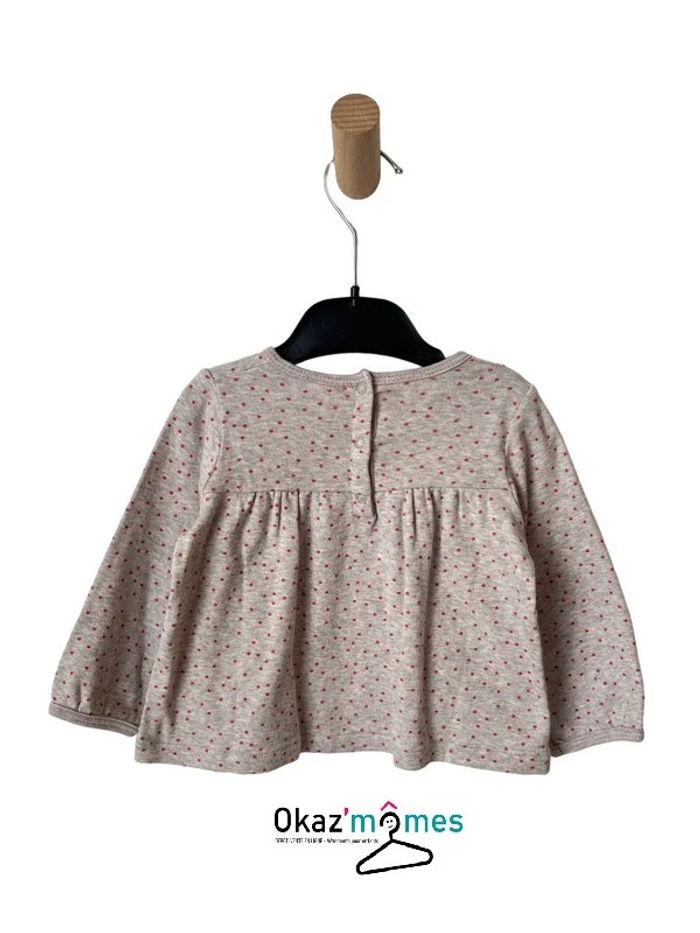 T-shirt manches longues beige (étoiles roses) - Petit Bateau 12 mois - photo numéro 3