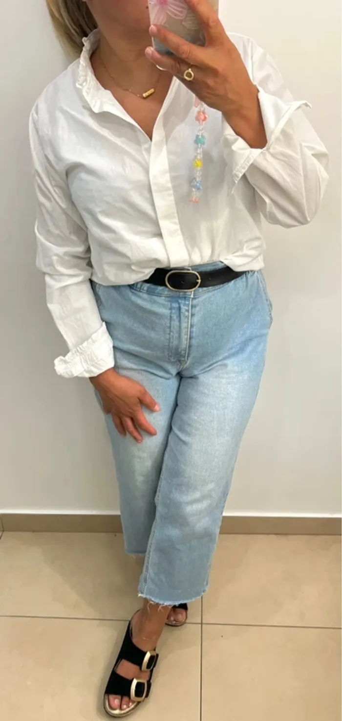 Chemise Blanche Avec Volant Taille L - photo numéro 4