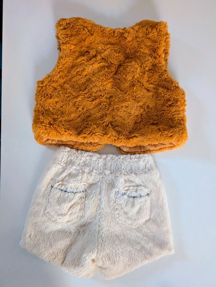 Ensemble fille 3 ans Orchestra sherpa fausse fourrure gilet short - photo numéro 5