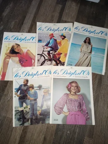 Magazines féminins doigts d'or couture tricot crochet vintage patrons