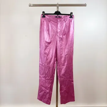 Pantalon satiné rose fuchsia Heartbreak taille 40 coupe droite brillant neuf étiquette A1456