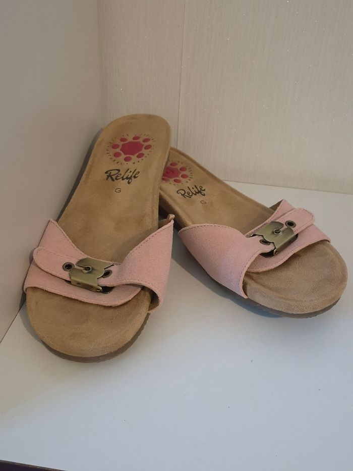 🌸jolies Mules Relife Confort rose poudré femme P39 - photo numéro 5