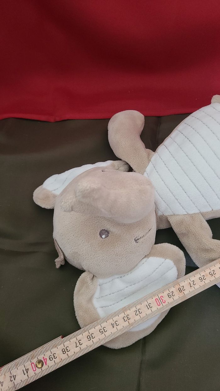 Nicotoy - Peluche doudou éléphant beige gris - photo numéro 4