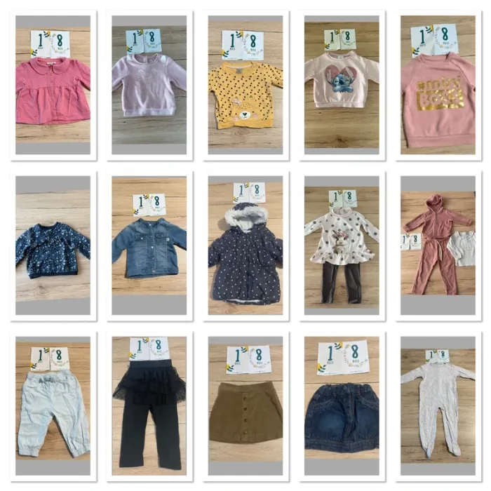 Lot de 18 vêtements automne hiver bébé fille 18 mois en excellent état