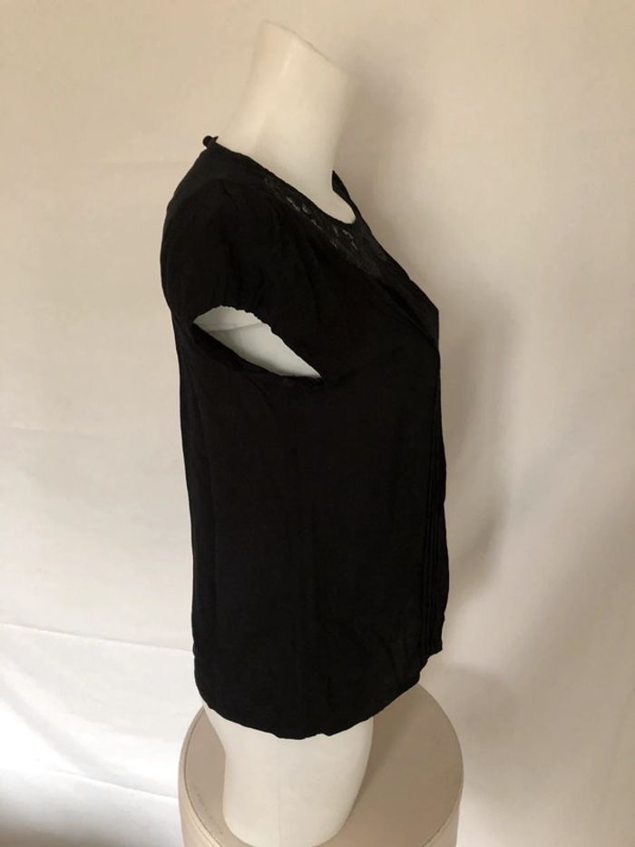 Blouse noire col Claudine en dentelle Benetton taille XS / 34 36 comme neuve - photo numéro 4