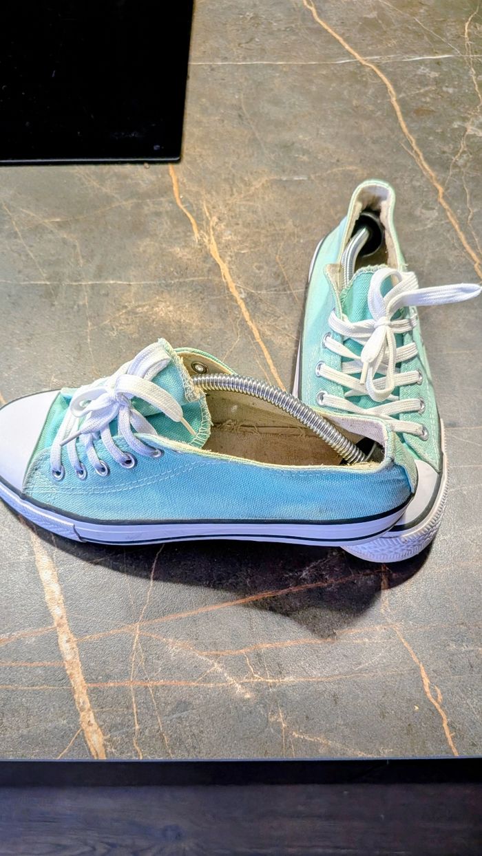 Baskets basses style Converse turquoise - photo numéro 3