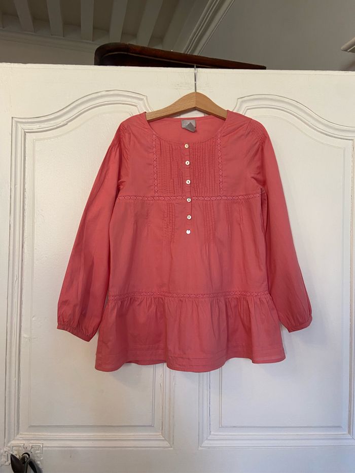 Blouse volantée Cyrillus rose corail taille 8 ans neuve