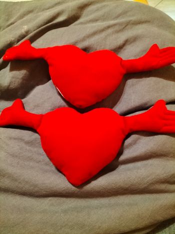 Deux doudou et/ ou déco coeur rouge