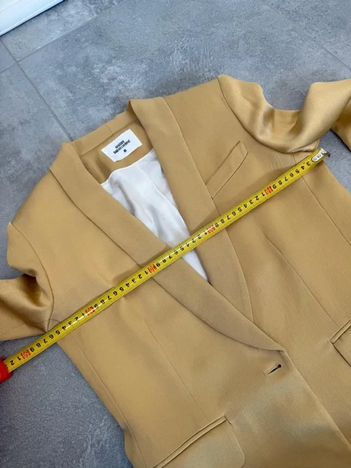 Tailleur ensemble blazer et pantalon Maison Sarah Lavoine doré taille XS parfait état - photo numéro 12