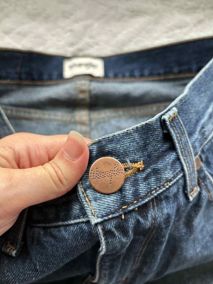 Jean Wrangler Larston bleu foncé délavé coupe slim tapered homme taille W28 38 M L32 - photo numéro 7