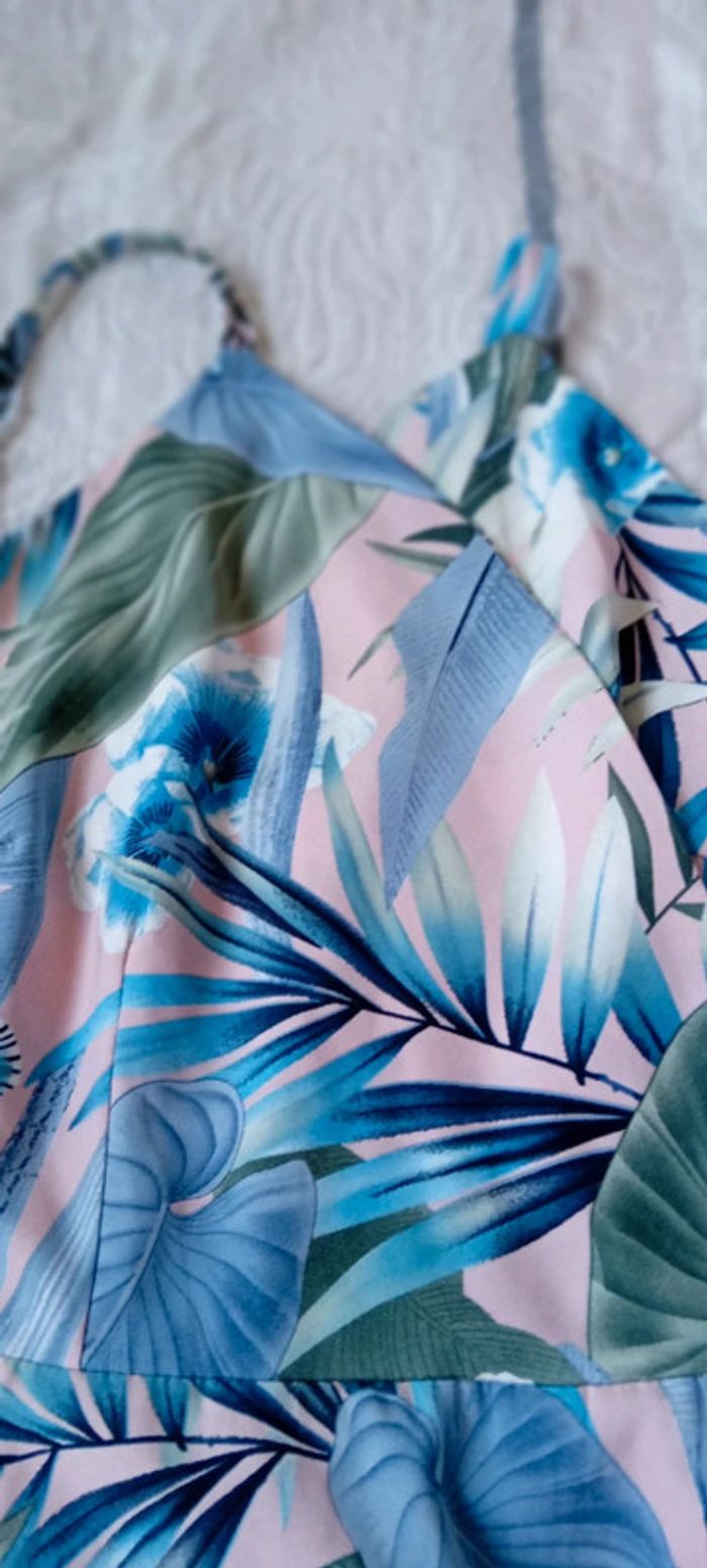 Robe estivale bas volanté ouvert imprimé fleurs zhu su feng femme M - photo numéro 14
