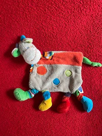 Mots d'enfants doudou vache multicolore 4 pattes TTBE